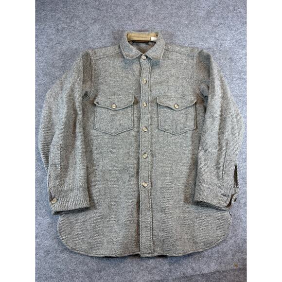 VINTAGE Eddie Bauer Button Up Shirt Mens Medium Gray Long Sleeve Overshirt 90s - Picture 1 of 5